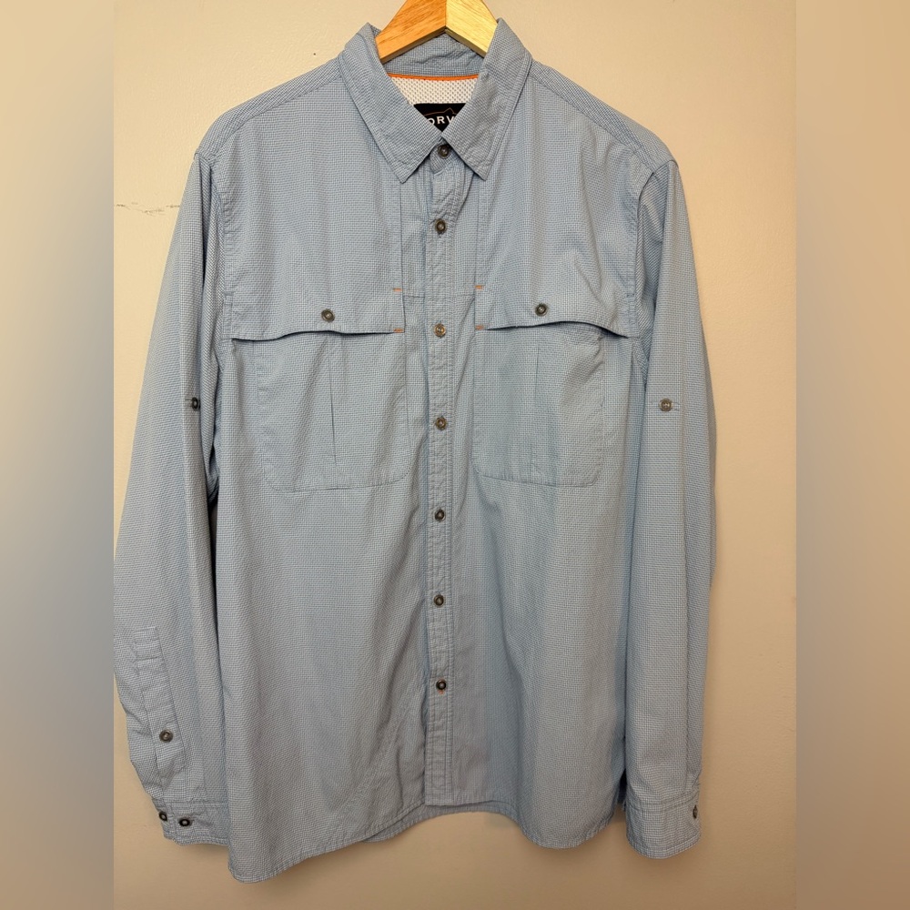 Orvis Mens Fishing Vented Trout‎ Bum Blue Shirt Medium